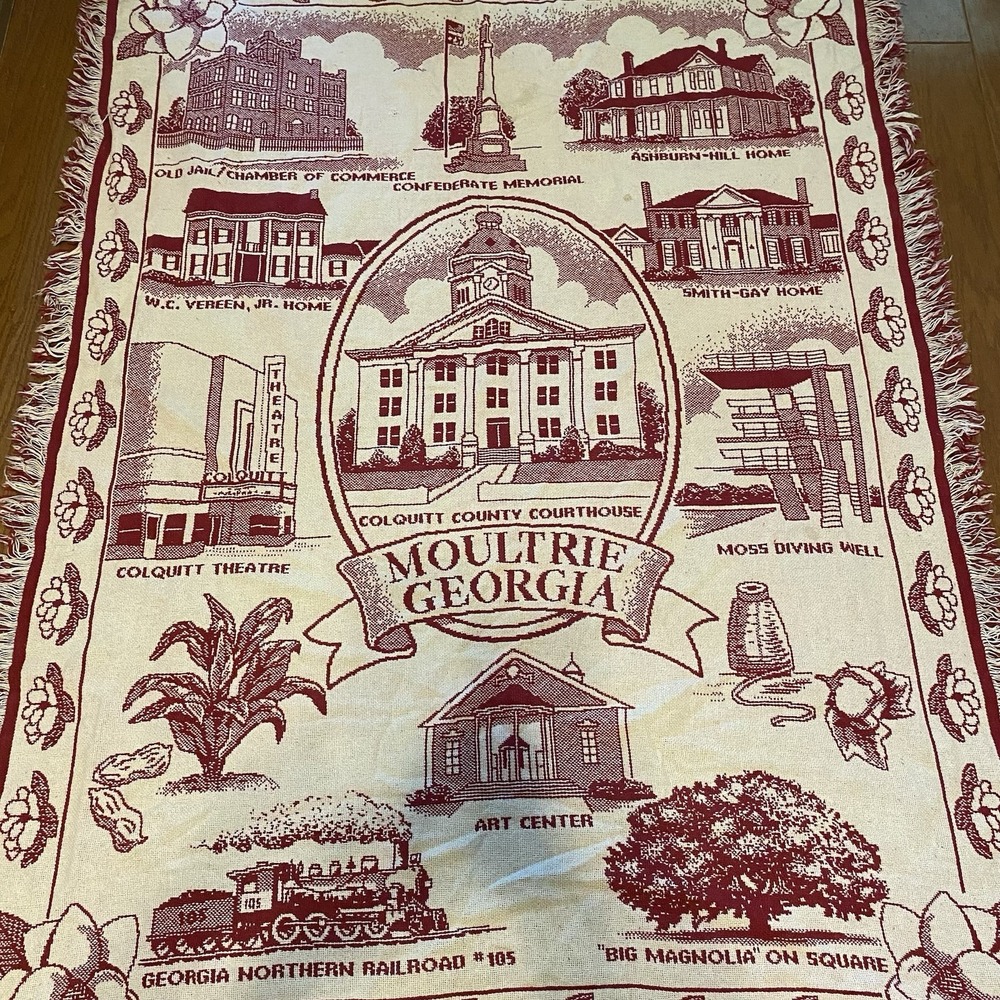 Colquitt Co. Moultrie GA Throw Blanket Tapestry Blue 48"X 64" Diving History Red